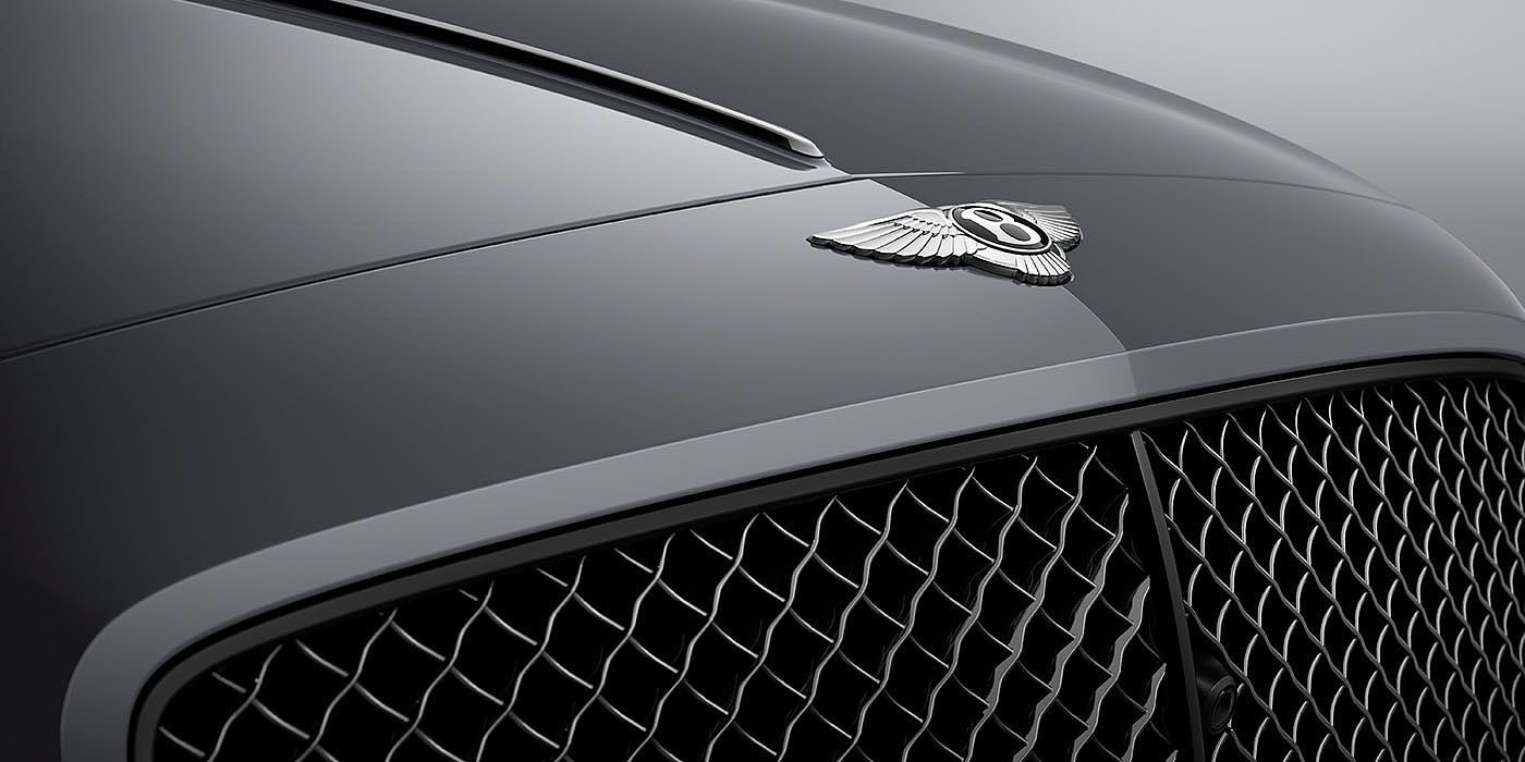 Bentley Santiago Bentley Flying Spur S Cambrian Grey colour, featuring Bentley insignia and assertive matrix front grillle