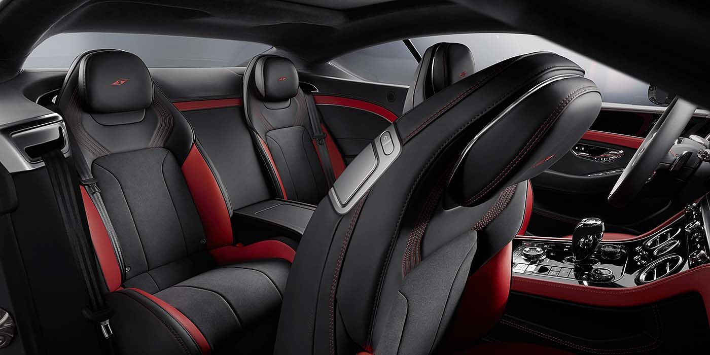 Bentley Santiago Bentley Continental GT S coupe in Beluga black and Hotspur red hide with S emblem stitching