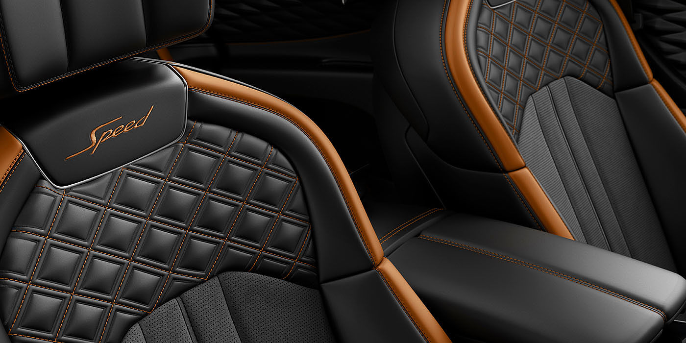 Bentley Santiago Bentley Flying Spur Speed's front seats with detailed contrast stitching and Speed Emblems