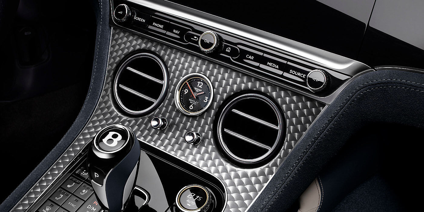 Bentley Santiago Bentley Continental GTC Speed convertible front interior engine spin veneer detail
