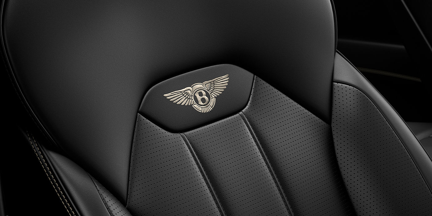 Bentley Santiago Bentley Bentayga SUV seat detail in Beluga black hide
