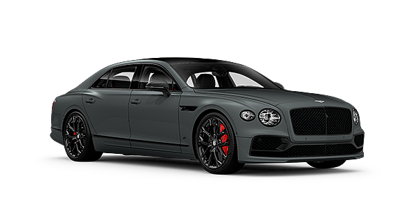 Bentley Santiago Bentley Flying Spur S front side angled view in Cambrian Grey coloured exterior. 